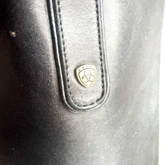 Ariat Black Back Zipper Black Leather Riding Boots 8B